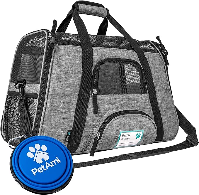 PetAmi Airline Approved Pet Carrier for Cat, Soft Sided Dog Carrier for Small Dog, Cat Travel Supplies Accessories Indoor Cat, Ventilated Pet Carrying Bag Medium Large Kitten Puppy, Small Heather Gray