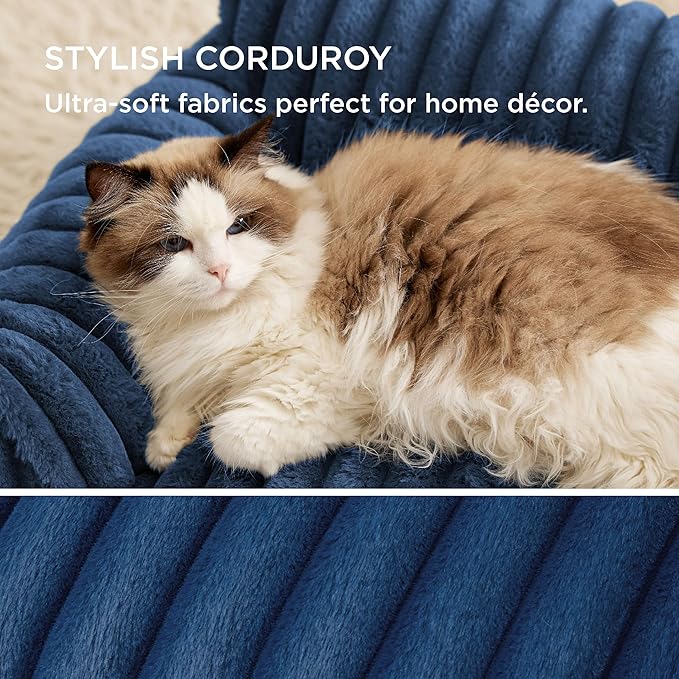 Bedsure ComfyFleece™ Cute Cat Couch for Pets - As Seen on TV on Good Day New York, Small Medium Dog Bed, Supportive Couch Bed for Small Dogs, 30 Inch, Night Blue