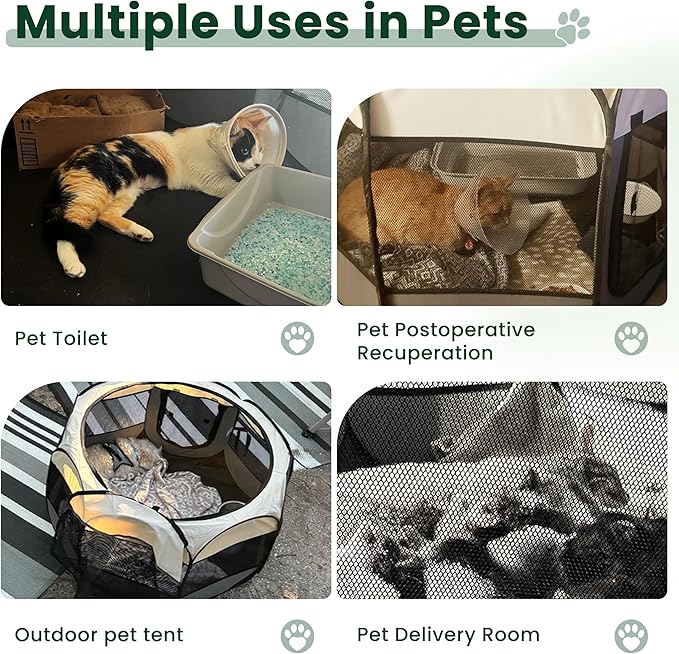 Love's cabin Pet Puppy Dog Playpen, Large Dog Tent Crates Cage Indoor/Outdoor, Portable Playpen for Cat, Foldable Pop Up Dog Kennel Playpen with Carring Case, Removable Zipper Top, Dark Grey