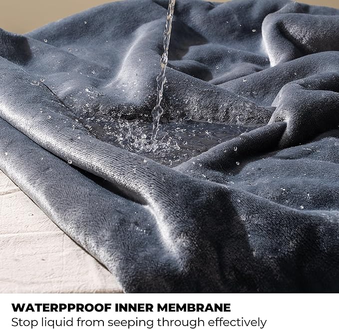Sunheir Waterproof Blanket for King Size Bed, 108"x86" Reversible Soft Sherpa Fleece Flannel Throw, Leakproof Spill-Proof Dog Pet Blanket, Furniture & Sofa Protector, Camping, Travel, Grey