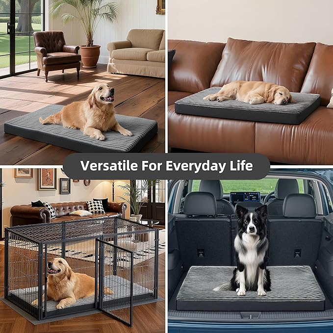 Small Dog Bed Sized Dogs, Orthopedic Flannel Pet Bed with Removable Washable Cover, Waterproof Indestructible Puppy Dog Cot Bed with Anti-Slip Bottom, Egg Crate Memory Foam Pad, 23.0"x17.0"x3.0", Grey