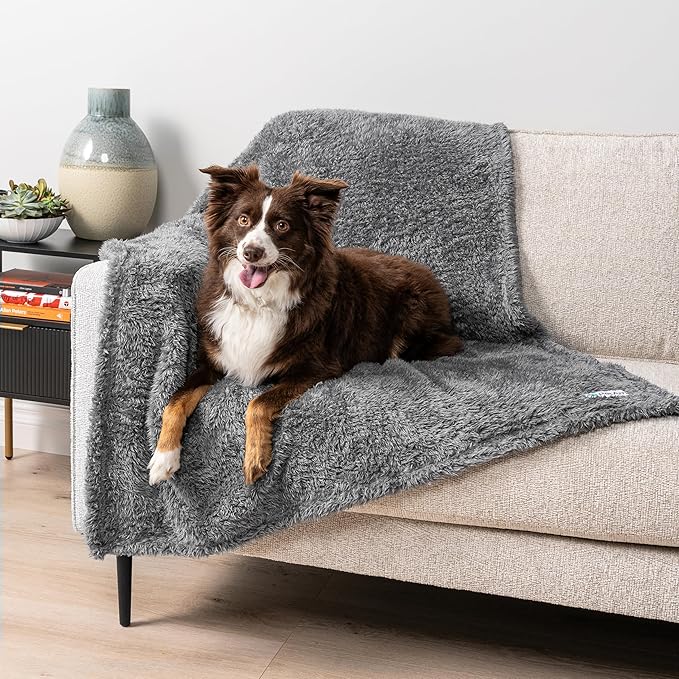 PetAmi Dog Blanket for Small Medium Dogs Grey, Fluffy Soft Puppy Blanket, Sherpa Fleece Cat Blanket for Kitten Doggie, Calming Pet Blanket Throw for Couch Sofa Bed Washable, Medium 29x40