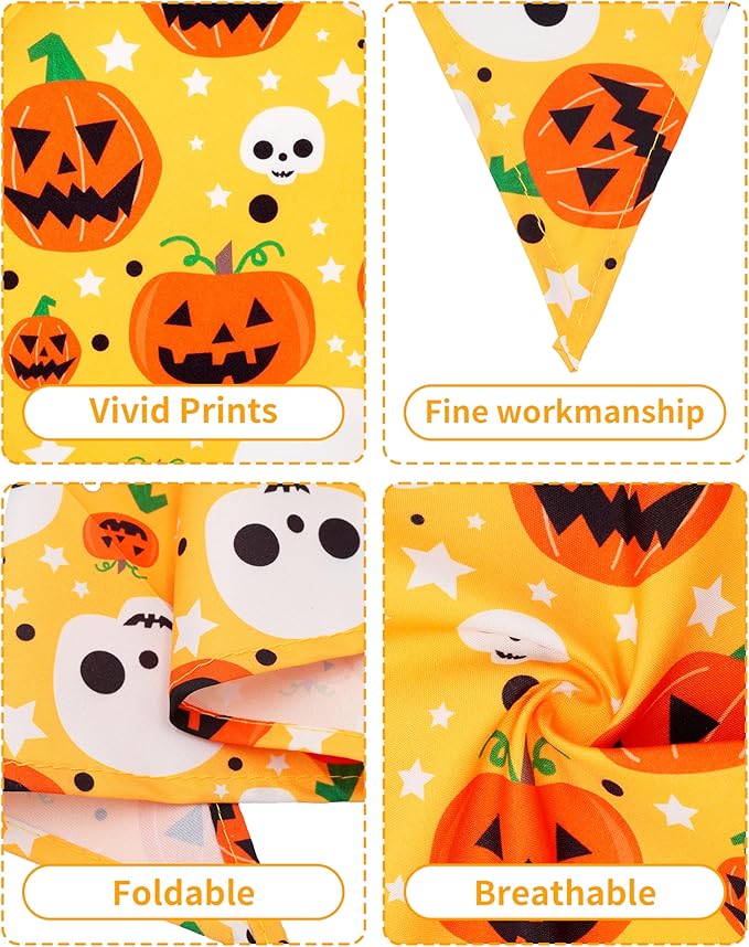 PET SHOW 50 Pack Halloween Small Dog Bandanas Bulk XS Washable Puppy Girl Boy Triangle Bibs Ghost Pumpkin Kerchief Set Cats Scarves Pet Holiday Grooming Accessories