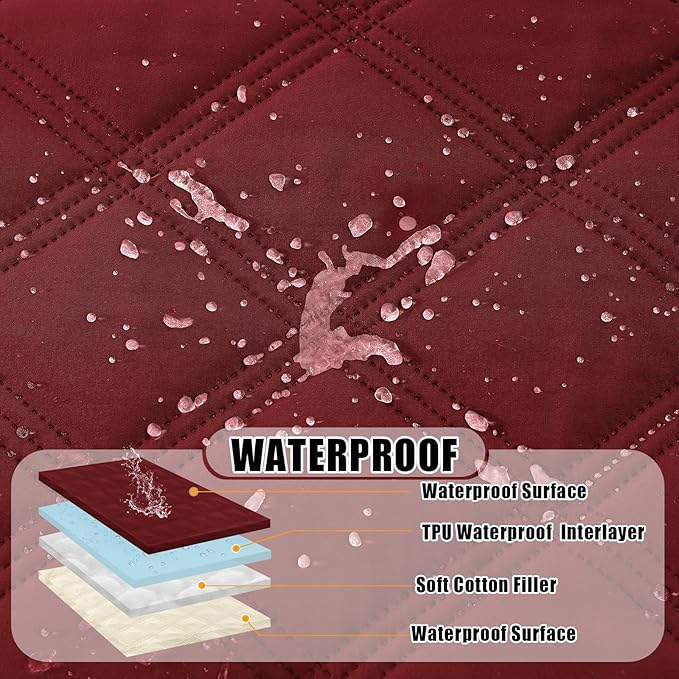 Smiry Waterproof Dog Bed Cover Blanket 30x53, Soft Reversible Pet Blanket, Washable Leakproof Cats Dogs Couch Cover for Sofa, Couch, Furniture, Wine Red/Beige
