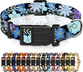 Dog Collar for Boys & Girls, Puppy Collar for Small to Large Dogs, Adjustable Soft Pet Collar with Safety Buckle - Purple Floral Pattern, XL