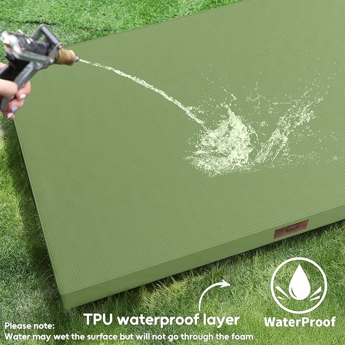 Outdoor Orthopedic Dog Bed, Waterproof Dog Bed for Large Dogs 36x27 Inch, Egg Crate Foam Pet Mat with Washable Removable Oxford Cooling Cover, Light Green