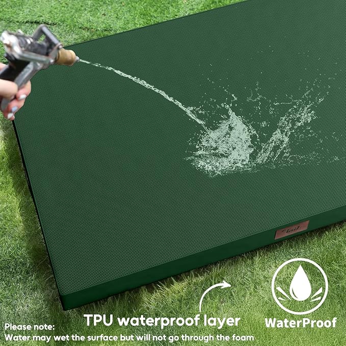 Outdoor Dog Bed for Small Dogs, Waterproof Dog Crate Bed for Medium Dogs Cats, Orthopedic Egg Crate Foam Pet Bed with Washable Removable Oxford Cover, Dark Green