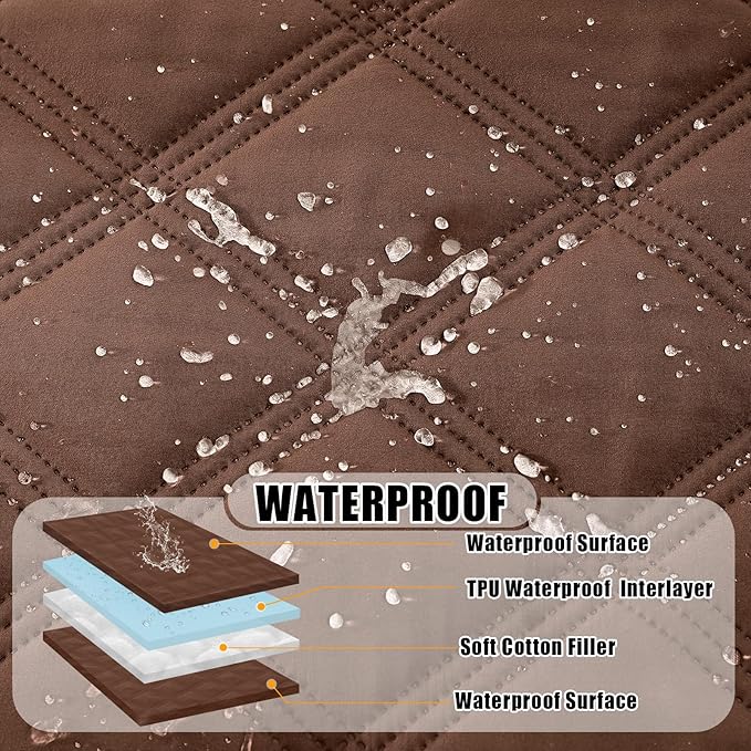 Smiry Waterproof Dog Bed Cover Blanket 68x82, Soft Reversible Pet Blanket, Washable Leakproof Cats Dogs Couch Cover for Sofa, Couch, Furniture, Brown/Brown