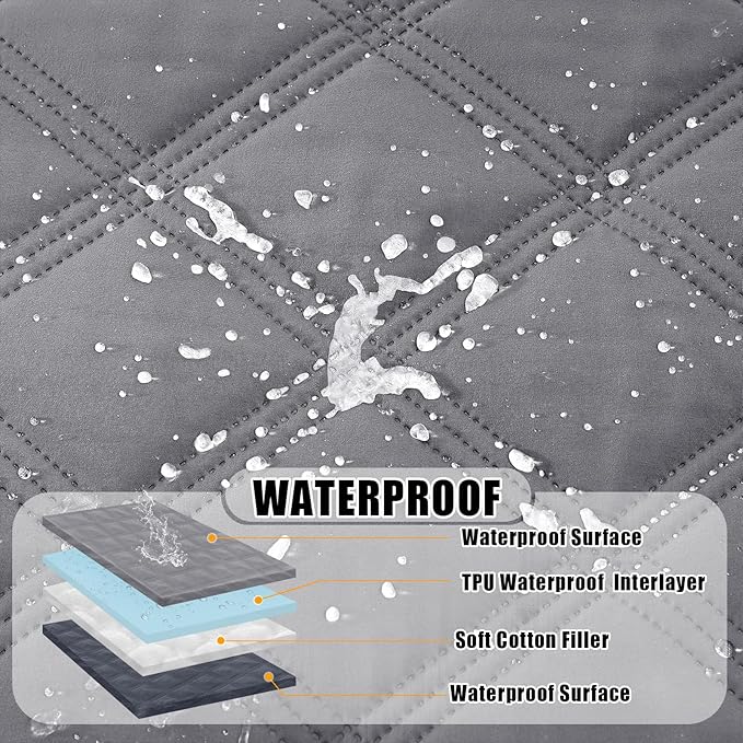 Smiry Waterproof Dog Bed Cover Blanket 40x90, Soft Reversible Pet Blanket, Washable Leakproof Cats Dogs Couch Cover for Sofa, Couch, Furniture, Grey/Dark Grey