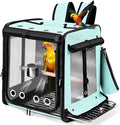 Suertree Bird Carrier with Seat Belt for Car Travel, Bird Backpack Carrier with Indestructible Stainless Steel Mesh, Large Bird Carrier Travel Cage, Green