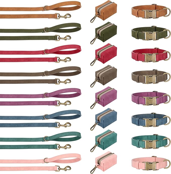 Didog Soft PU Leather Dog Collar, Stylish Quick Released Dog Collars for Large Dogs, Easy Clean Adjustable Pet Collar for Daily Walking, Dark Green, XL Fit 17-27" Neck