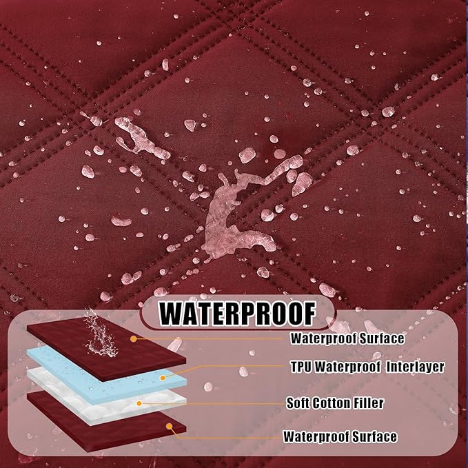 Smiry Waterproof Dog Bed Cover Blanket 40x80, Soft Reversible Pet Blanket, Washable Leakproof Cats Dogs Couch Cover for Sofa, Couch, Furniture, Wine Red/Wine Red