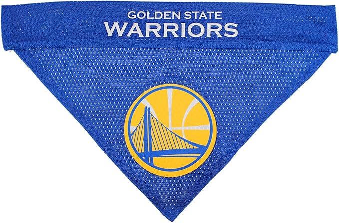 NBA Dog Bandana - Golden State Warriors Reversible Pet Bandana. 2 Sided Home & Away Sports Bandana with a PREMIUM Embroidery TEAM Logo, Large/X-Large