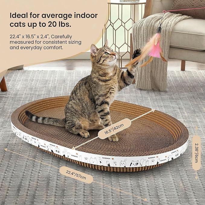 3Pack Extra Large Versatile Cardboard cat Scratcher & Lounger bed, High-Density cat Scratch Pads for Indoor Cats Grinding Claws, Ergonomical curved Cat Scratching Board, Couch Protector from Cat Claws