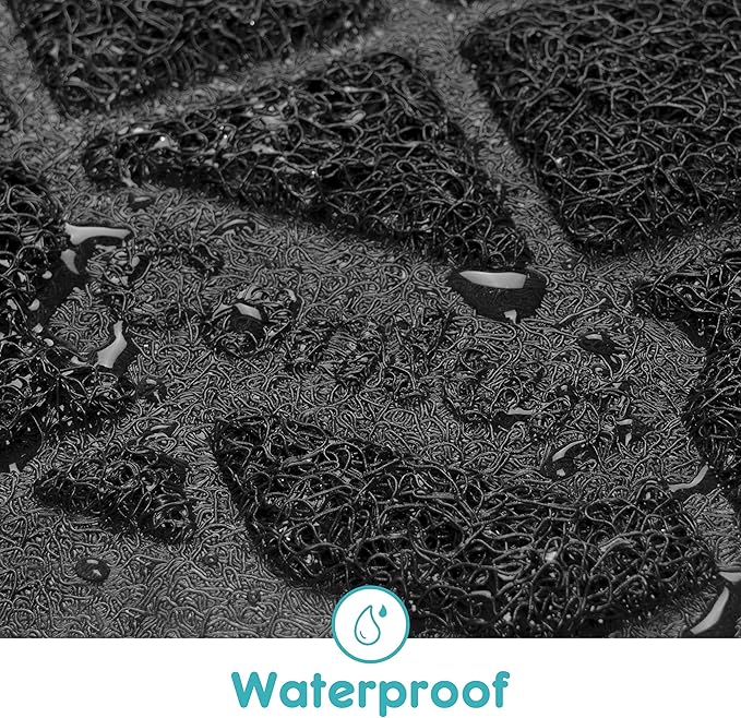 PVC Cat Litter Mat 24" x 15" Inch Black, Non-Slip, Less Waste Cat Litter Box Mat, Soft on Kitty’s Paws, Urine Waterproof