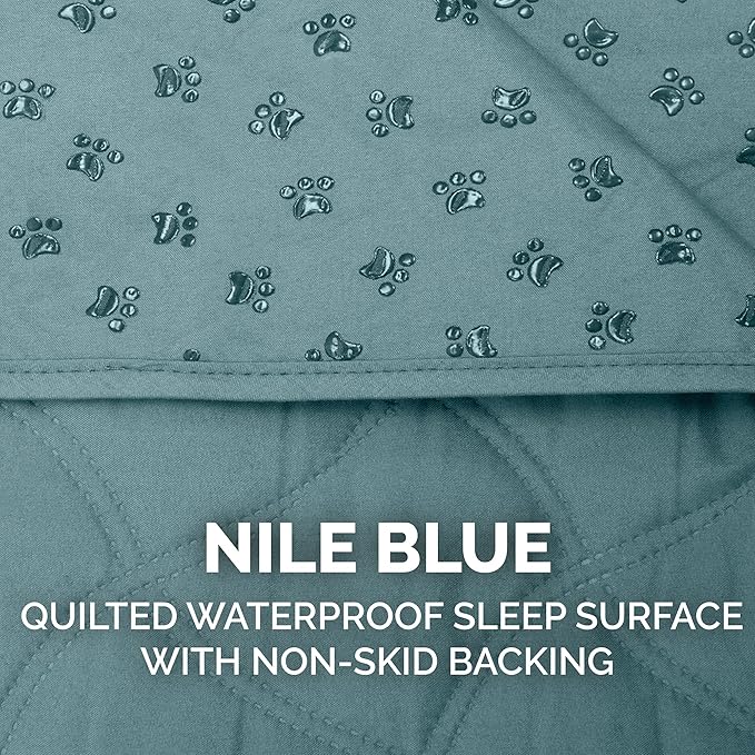 Furhaven Waterproof & Non-Slip Full Size Mattress Cover Protector for Dogs & Cats, Washable, For Beds, Couches, & Car Seats - Quilted Twill Blanket Mattress Cover - Nile Blue, Medium/Full Size