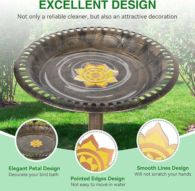 Saillong 4 Pack Bird Bath Copper Disk, Reinforced 99.99% Pure Copper Bird Bath Purification Disk for Physical Clean Water, Birdbaths Cleaner for Outdoor Birdbaths, Bowl and Garden Fountain (Petal)