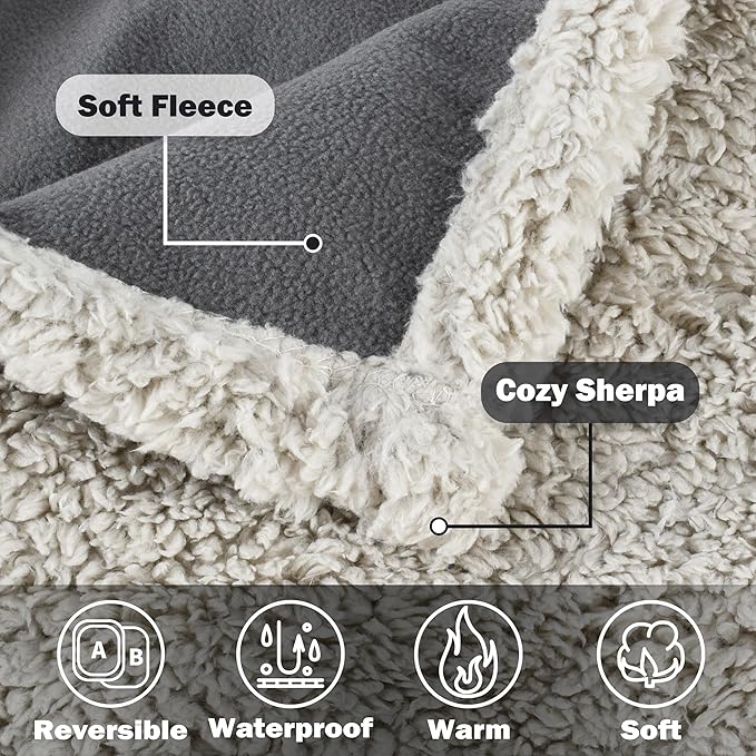 Kritter Planet Waterproof Dog Blanket, Reversible Water Proof Pet Blanket for Couch, Bed & Sofa, Washable Couch Covers for Large Dogs - Protects Furniture from Fur, Dirt, and Accidents