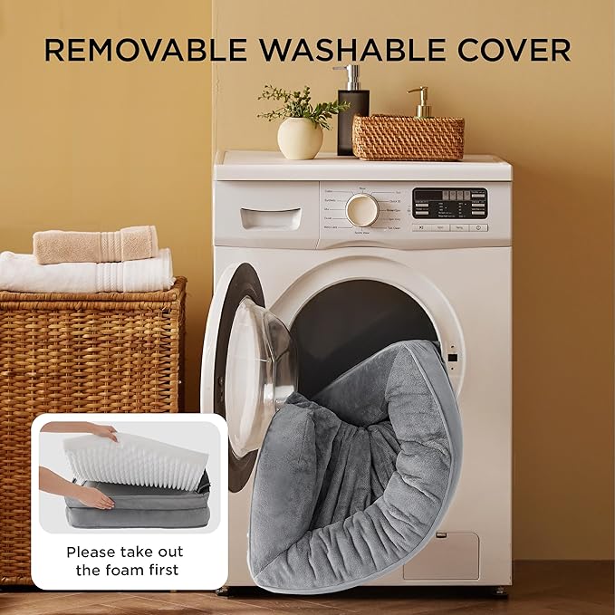 Bedsure Orthopedic Dog Bed Medium Size Dogs - Washable Medium Dog Cat Bed Waterproof, Comfort Pet Couch Sofa with Washable Removable Cover, Pets Bed with Nonskid Bottom, Hazel, 28"