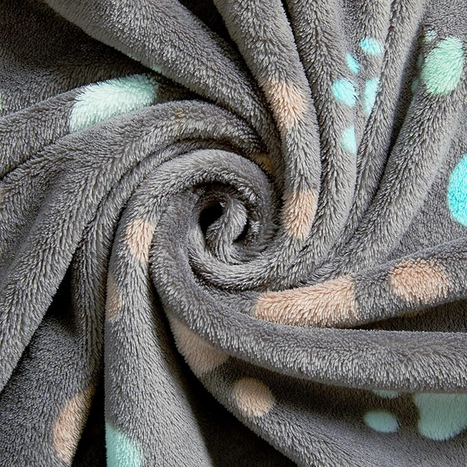 Allisandro 350 GSM-Super Soft and Premium Fuzzy Flannel Fleece Pet Dog Blanket, The Cute Print Design Washable Fluffy Blanket for Puppy Cat Kitten Indoor Outdoor, Grey, 40 x 32 Inches