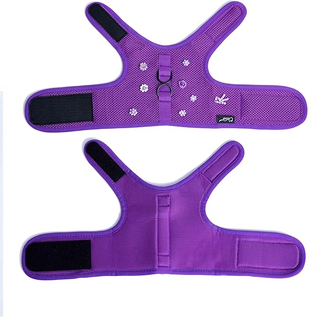 Kitty Harness and Leash for Walking Escape Proof Breathable Mesh Fabric, Purple, Small, Adjustable Cat Walking Jackets with DIY Beads, Padded Stylish Cat Vest