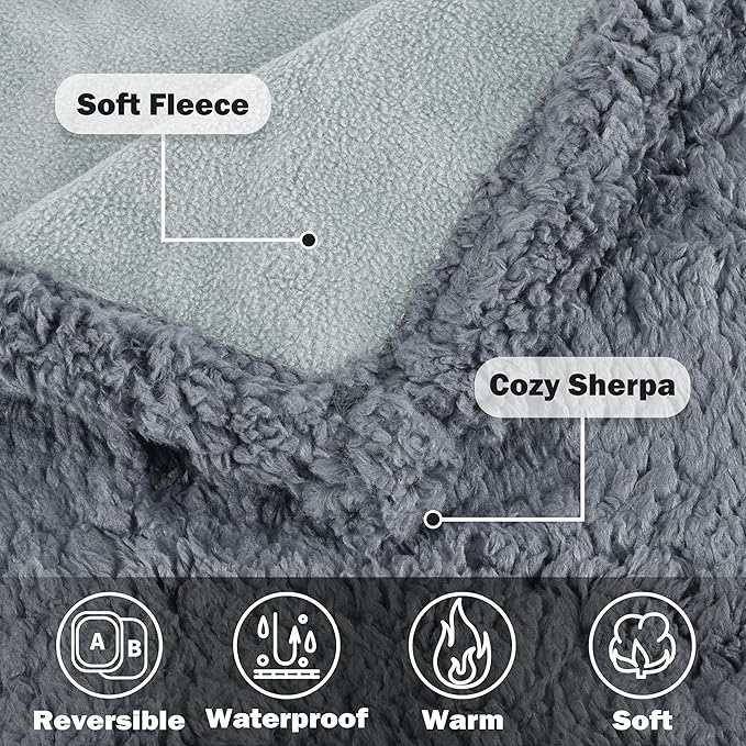 Kritter Planet Waterproof Dog Blanket, Reversible Water Proof Pet Blanket for Couch, Bed & Car, Washable Couch Covers for Medium Dogs - Protects Furniture from Fur, Dirt, and Accidents