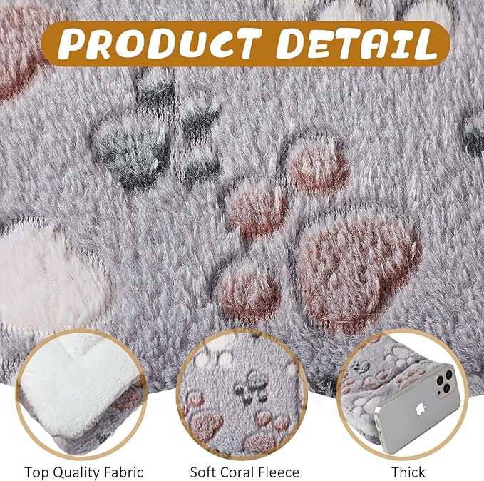 Tuanse 4 Pack Ultra Soft Dog Cat Bed Mat Small Animal Guinea Pig Bed with Cute Print Reversible Fleece Dog Crate Kennel Pad Cozy Washable Thickened Hamster Pet Beds Mat(13 x 19 Inches,Light Gray)