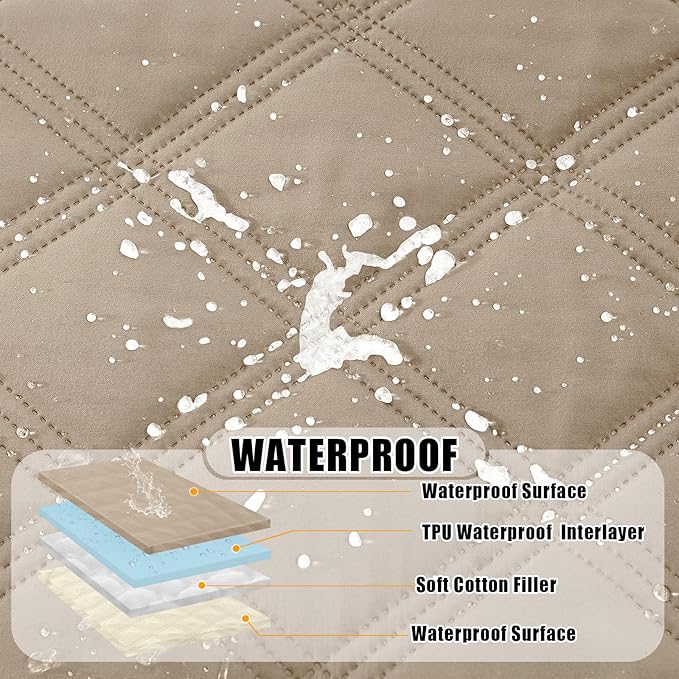 Smiry Waterproof Dog Bed Cover Blanket 68x82, Soft Reversible Pet Blanket, Washable Leakproof Cats Dogs Couch Cover for Sofa, Couch, Furniture, Taupe/Beige