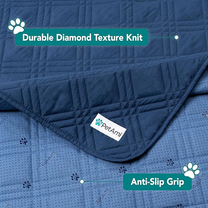 PetAmi Waterproof Couch Cover for Dogs, Reversible Furniture Cover Sofa Protector for Pet Cat Bed, Washable Blanket Dog Cover for Couch Seat, 52x82 Blue