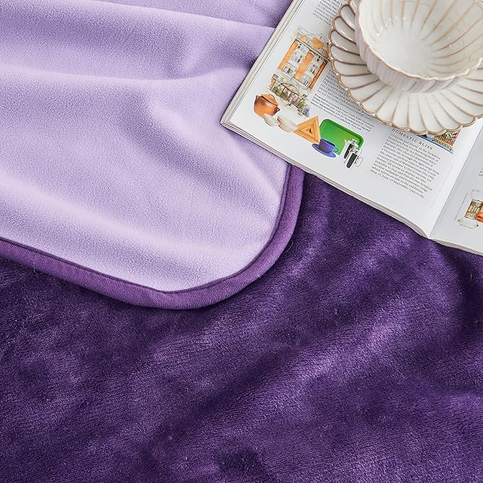 Waterproof Blanket 60"x80" for Adults, Reversible Waterproof Bed Cover for Dogs Cats Pets, Soft Leakproof Blanket for Bed Couch Sofa Furniture Protector, Dark Purple/Light Purple