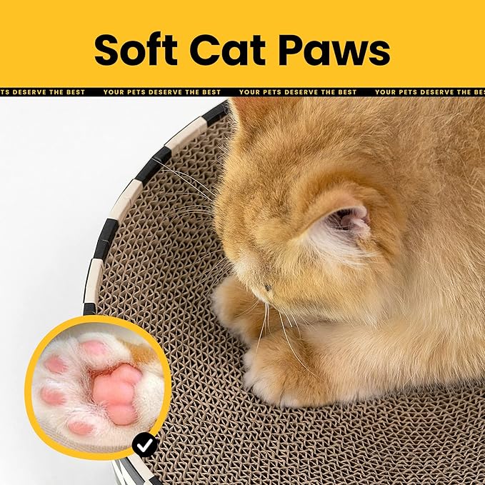 Cat Scratcher Bed,2 in 1 Oval Cat Scratching Board for Indoor,Scratch Pad Corrugated Cardboard Lounge Bowl Nest Couch Sofas for Kitty Play&Rest,Holiday Birthday Gift with Kittens Toy Fish