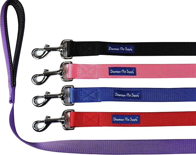 Downtown Pet Supply 4ft Heavy-Duty Dog Leash - Padded Comfort Handle & Stainless Steel Fastener - Durable Training Leash - 0.75in Wide - Black