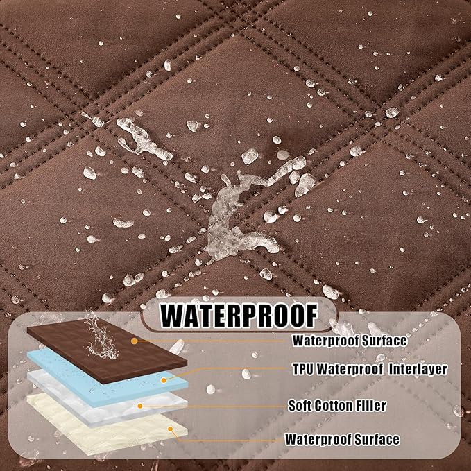 Smiry Waterproof Dog Bed Cover Blanket 52x82, Soft Reversible Pet Blanket, Washable Leakproof Cats Dogs Couch Cover for Sofa, Couch, Furniture, Brown/Beige