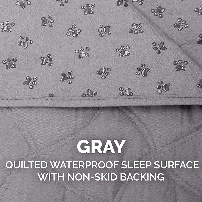 Furhaven Waterproof & Non-Slip Twin Size Mattress Cover Protector for Dogs & Cats, Washable, For Beds, Couches, & Car Seats - Quilted Twill Blanket Mattress Cover - Gray, Small/Twin Size