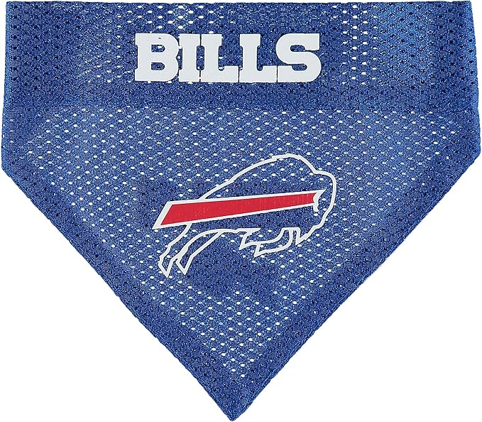NFL DOG BANDANA - BUFFALO BILLS REVERSIBLE PET BANDANA. 2 Sided Sports Bandana with a PREMIUM Embroidery TEAM LOGO, Large/X-Large. - 2 Sizes & 32 NFL Teams available