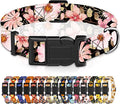 Dog Collar for Boys Girls, Floral Puppy Collar for Small Medium Large Dogs, Adjustable Floral Pattern Soft Pet Collar with Safety Buckle for Male Females(Light Pink,XS)
