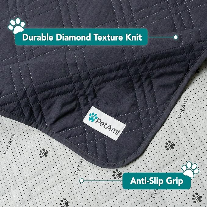 PetAmi Waterproof Couch Cover for Dogs, Reversible Furniture Cover Sofa Protector for Pet Cat Bed, Washable Blanket Dog Cover for Couch Seat, 52x82 Gray