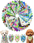 PET SHOW 50 Pack Hawaiian Dog Bandanas Bulk for Small Dogs Cats Puppys XS Washable Adjustable Dog Scarf Triangle Bibs Pet Red Pink Decorative Grooming Accessories