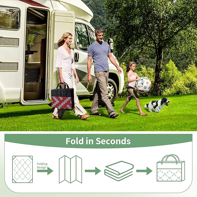 GENIMO Christmas Outdoor Rug for Patio Clearance, 6'x9' Reversible Plastic Straw Rugs, Lightweight Waterproof RV Camping Mat for Camper, Balcony, Deck, Backyard, Picnic, Red Grey