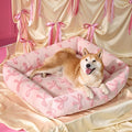 LE SURE Cute Dog Bed for Large Dogs - Washable Pet Beds,Cozy Rectangle Orthopedic Sofa with Jacquard Shaggy Plush & Anti Slip Bottom,36x27x8inches