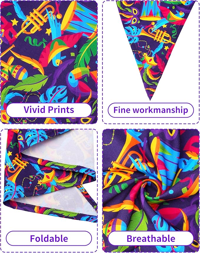PET SHOW 50 Pack Mardi Gras Dog Bandanas Bulk for Small Dogs Cats Puppys XS Washable Adjustable Dog Scarf Triangle Bibs Pet Green Yellow Decorative Grooming Accessories
