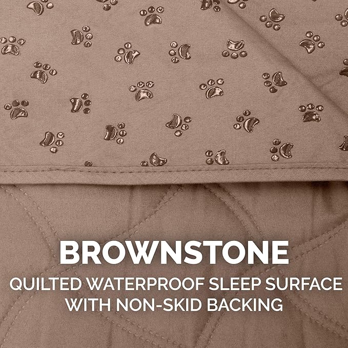 Furhaven Waterproof & Non-Slip Queen Size Mattress Cover Protector for Dogs & Cats, Washable, For Beds, Couches, & Car Seats - Quilted Twill Blanket Mattress Cover - Brownstone, Large/Queen Size