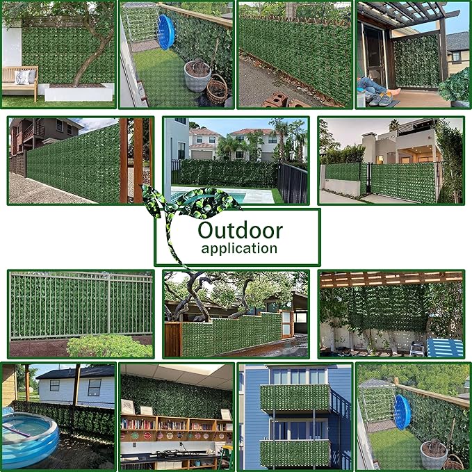 Artificial Fence Privacy Screen: 6FT x 20FT UV-Anti Faux Greenery Backdrop Ivy Chain Link Shades Panels for Patio, Balcony, Garden,Deck,Backyard Indoor Outdoor Green Wall Decor