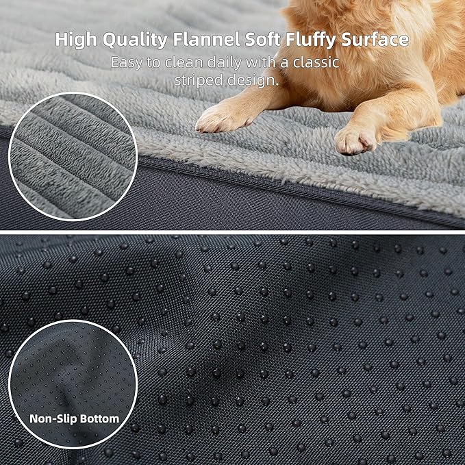 Dog Bed Extra Large Sized Dogs, Orthopedic XL Dog Beds with Removable Washable Cover, Waterproof Indestructible Big Dogs Bed with Anti-Slip Bottom, Egg Crate Memory Foam Pad, 41"x27"x3.5", Grey