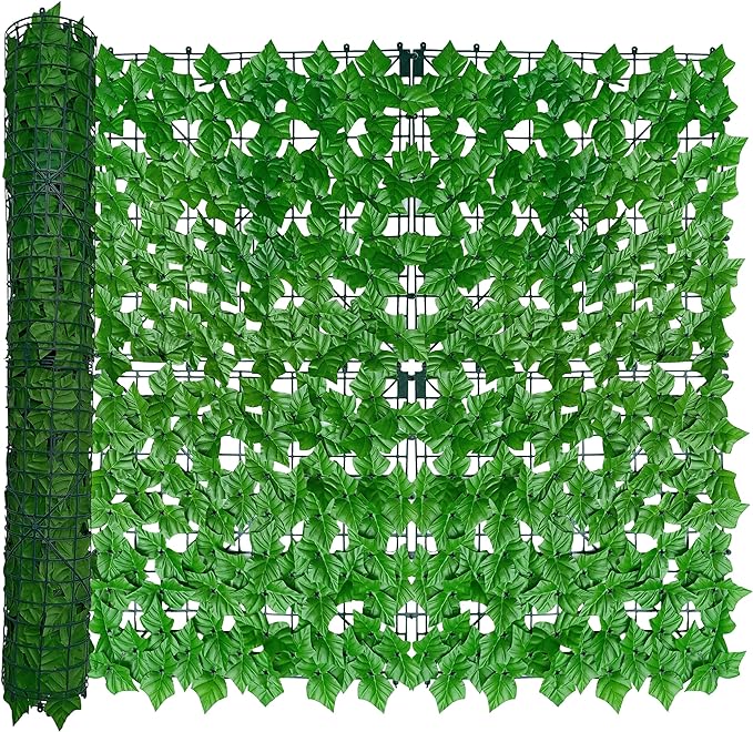 Artificial Ivy Privacy Fence Wall Screen,40X120 in UV-Anti Faux Greenery Backdrop Ivy Vine Leaf Hedges Fence Panels for Patio, Balcony, Garden, Backyard Indoor Outdoor Light Green Wall Decor